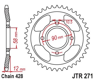 Kettenrad Stahl 50 Zähne - (428) passend für Honda CLR125, NX125