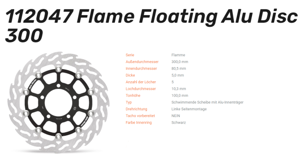 Moto-Master Bremsscheibe Floating-Alu Offset Halo-Serie passend für Kawasaki - 112047