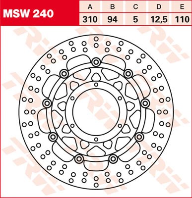 TRW Lucas Bremsscheibe schwimmend vorn MSW 240 mit ABE passend für Honda CB 1300 S, SA Bj. 05-