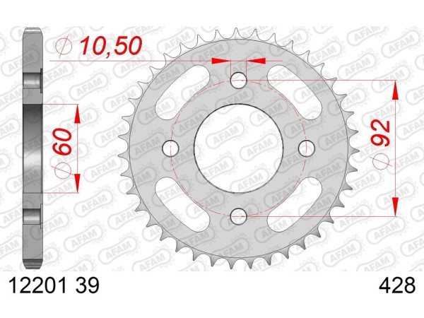 Kettenrad Stahl 39 Zähne (428) passend für Yamaha RD 125 DX