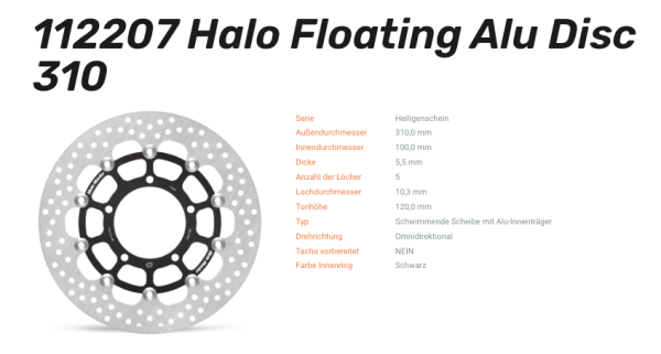 Moto-Master Bremsscheibe Floating-Alu Halo-Serie passend für Suzuzki - 112207
