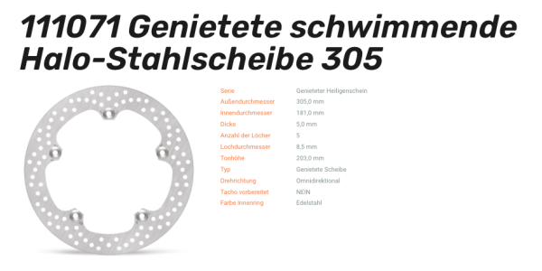 Moto-Master Bremsscheibe genietet Halo-Serie passend für BMW - 111071
