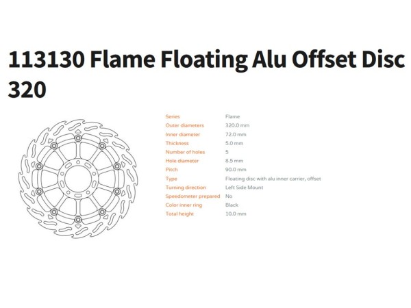 Moto-Master Bremsscheibe Flame / Racing 320 passend für Ducati - 113130 113131 113153 113154