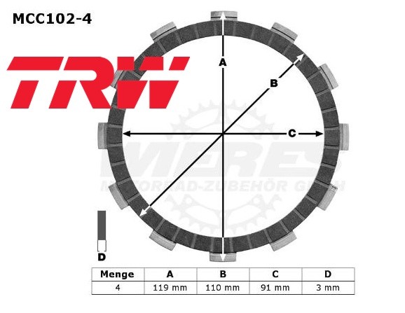 TRW Lucas Kupplungslamellenset (4 st.) MCC102-4