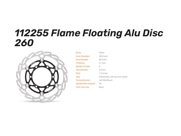 Moto-Master Bremsscheibe Flame Floating Serie 260 vorne passend für Kawasaki - 112255
