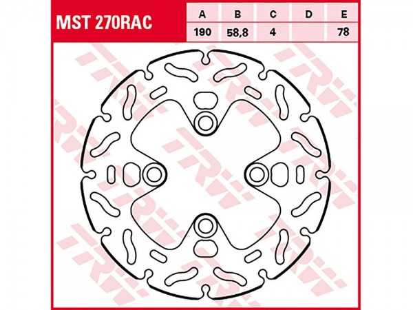 TRW Lucas Racing Bremsscheibe hinten MST270RAC passend für Honda MSX 125 Grom / Z125 Monkey