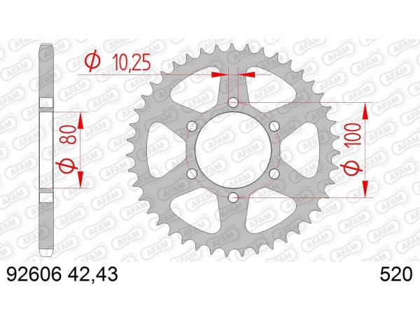 Kettenrad Stahl 43 Zähne (520) passend für Laverda 750 Ghost Strike / Sport / SS / Strike
