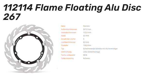 Moto-Master Bremsscheibe Floating-Alu Offset Halo-Serie passend für Yamaha - 112114