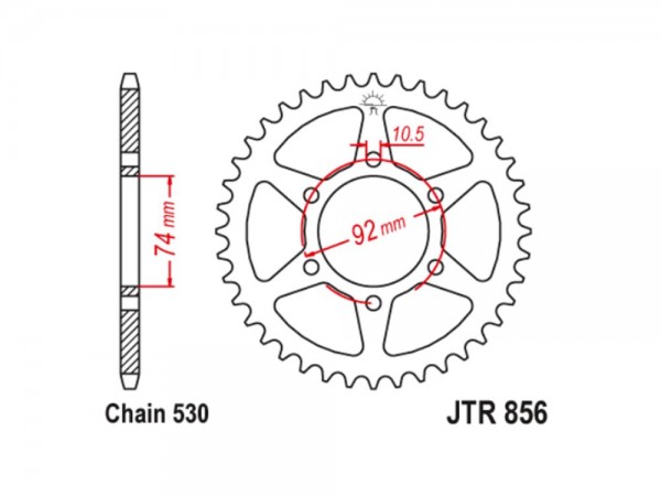 Kettenrad Stahl 44 45 46 Zähne - (530) passend für Yamaha XJ400 / XJ550