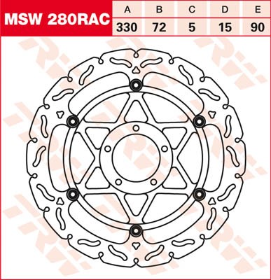 TRW Lucas Racing Bremsscheibe schwimmend vorn MSW280RAC MSW250SP MSW280RAC-SP passend für Ducati