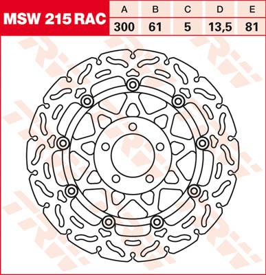 TRW Lucas Racing Bremsscheibe schwimmend vorn MSW 215 RAC mit ABE passend für Kawasaki Z 750 Bj. 04-