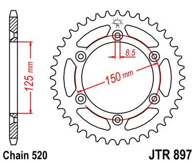 Kettenrad Aluminium Schlammnut 48 bis 53 Zähne (520) KTM