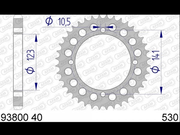 Kettenrad Alu 40 Zähne (530) passend für Laverda 750 SF2 SF3 SFC 1000 SFC