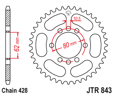 Kettenrad Stahl 39 bis 54 Zähne - (428) passend für Yamaha DT125 175