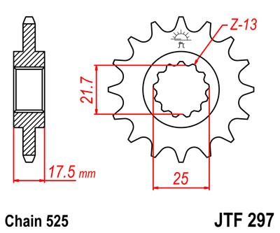 Kettenritzel 14 15 16 Zähne (525) passend für Honda