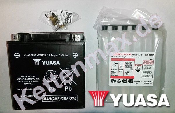 Batterie YUASA YIX30L-BS / YIX30L GEL | Preis incl. Batteriepfand: 7,50 EUR passend für Harley David