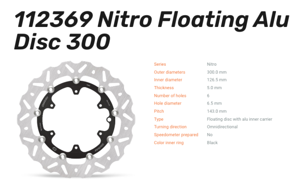 Moto-Master Bremsscheibe Nitro Floating Alu-Disc vorne passend für GasGas / Husqvarna / KTM - 112369