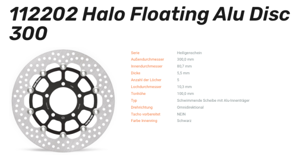 Moto-Master Bremsscheibe Floating-Alu Halo-Serie passend für Kawasaki - 112202