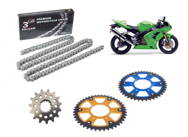 Afam Racing Kettensatz passend für Kawasaki ZX-6R /RR Ninja (03-04) ThreeD 3D520SP / 3D520Z Racing K