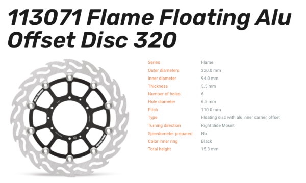 Moto-Master Bremsscheibe Floating-Alu Flame-Racing-Serie vorn passend für Honda - 113071