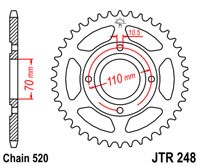 Kettenrad Stahl 44 Zähne - (520) passend für Honda CB250 RS RSA