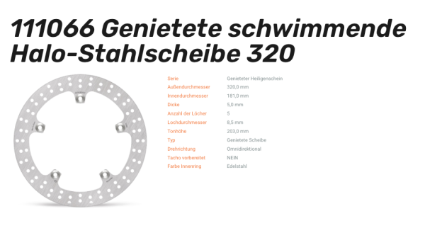 Moto-Master Bremsscheibe genietet Halo-Serie passend für BMW - 111066