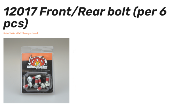 Moto-Master Bremsscheibenschrauben vorn M6 x 1,0 x 12 in 10,9 (6 /100 Stk.) - 12017 / 12018