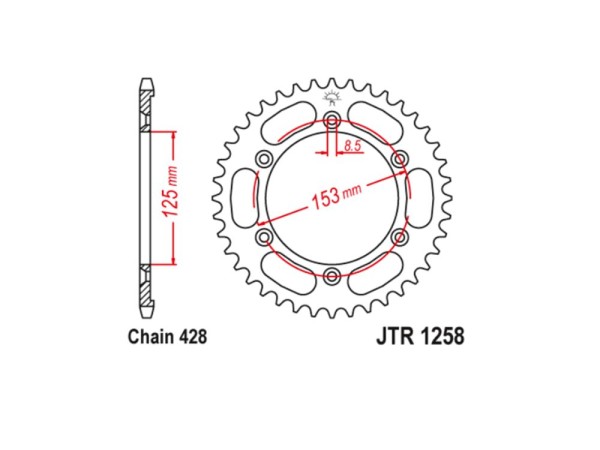 Kettenrad 54 Zähne - (428) passend für Honda XR125 LJD19 (Bj.03-07)