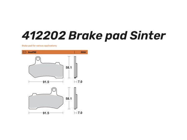Moto-Master Bremsbelag hinten Sinter Road passend für Harley Davidson - 412202