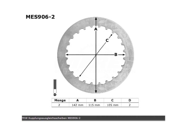 TRW Lucas Kupplungszwischenscheiben Kit (2st.) passend für Yamaha YZF-R1 RN22 (Bj.09-14) - MES906-2