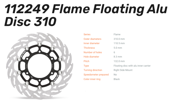 Moto-Master Bremsscheibe Flame Floating-Alu Disc vorne passend für Suzuki - 112249