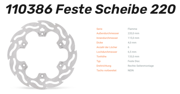 Moto-Master Bremsscheibe Flame hinten passend für Yamaha - 110386