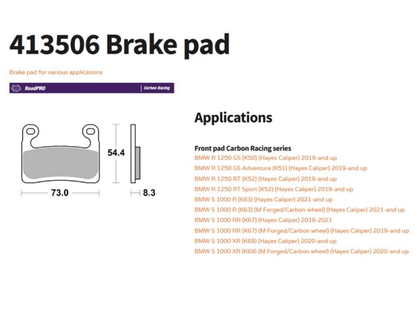 Moto-Master Bremsbelag Racing vorn passend für BMW S 1000 RR XR R 1250 - 413506