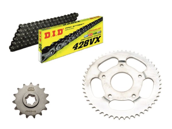 DID Kettensatz passend für Sachs XTC 125 4T Bj.02-07 DID428 HD NZ VX Kette