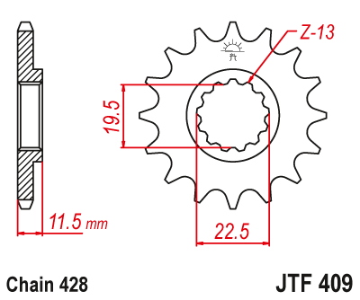Kettenritzel Stahl 13 14 15 16 Zähne (428) Kawasaki KLX 125 / Suzuki DR-Z 125 / DR 125