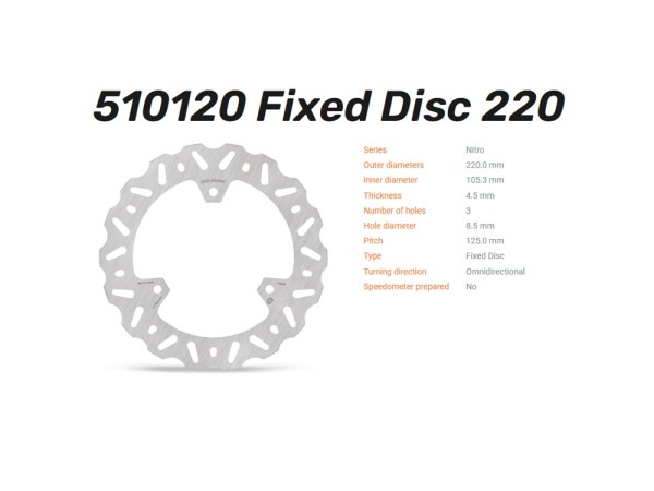 Moto-Master Bremsscheibe Nitro hinten passend für Yamaha MT03 R25 YZF-R3 - 510120