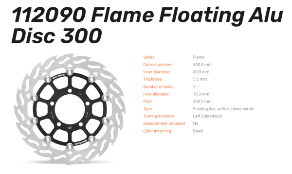 Moto-Master Bremsscheibe Floating-Alu Flame-Racing-Serie passend für Kawasaki - 112090