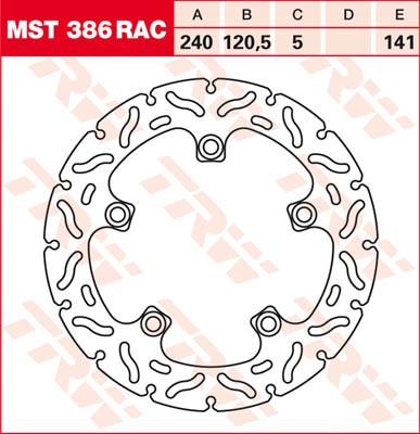 TRW Lucas Racing Bremsscheibe hinten MST 386 RAC passend für Suzuki GSX 1250 F, ABS Bj. 10-