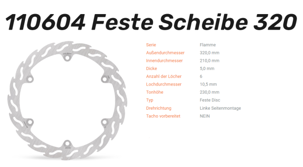 Moto-Master Bremsscheibe Flame vorne passend für Honda CB 650 F / CBR 650 F - 110604