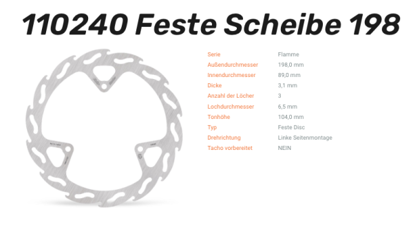 Moto-Master Bremsscheibe Flame-Serie vorne passend für GasGas / Husqvarna / KTM - 110240