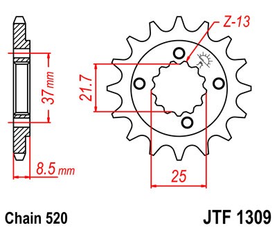 Kettenritzel Stahl CNC 13 14 15 16 Zähne (520) Honda XR600R XR650 Mash X-Ride / Dirt Track