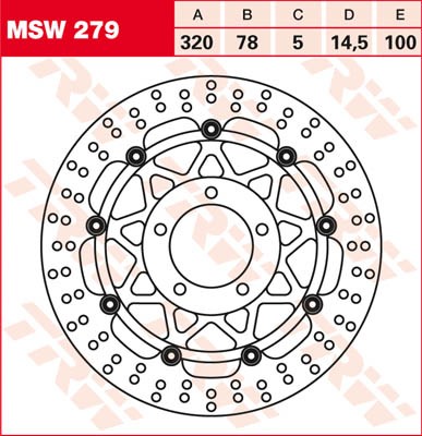 TRW Lucas Bremsscheibe schwimmend vorn MSW 279 passend für Triumph 2300 Rocket III Bj. 04-