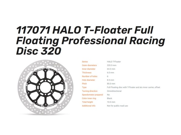 Moto-Master Bremsscheibe vorn Halo T-Floater Full Racing 6.0 - 117071