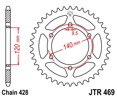 Kettenrad Stahl 44 53 Zähne (428) CNC passend für Kawasaki KE175 / KV175