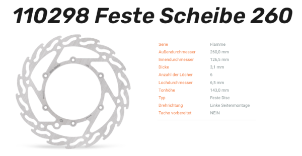 Moto-Master Bremsscheibe Flame-Serie vorne passend für GasGas / Husaberg / Husqvarna / KTM - 110298