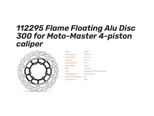 Moto-Master Bremsscheibe Flame 300 vorn passend für Honda CR 125 250 500 / XR 250 600 650 - 112295