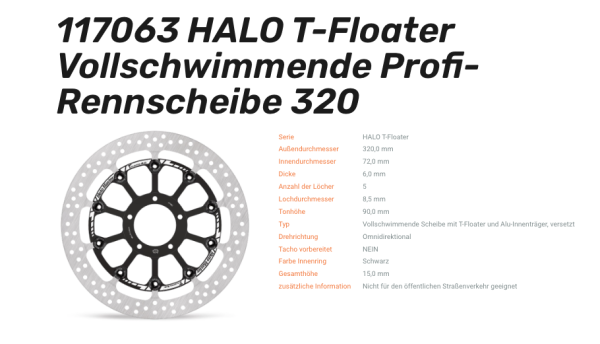 Moto-Master schwimmende Profi-Rennscheibe Halo T-Floater passend für Ducati - 117063