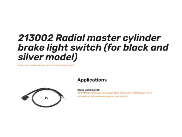 Moto-Master Radial master cylinder Bremslichtschalter - 213002