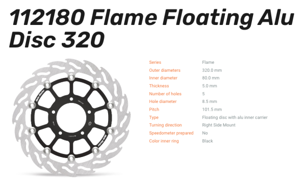 Moto-Master Bremsscheibe Flame Floating Alu-Disc vorne passend für MV Agusta - 112180