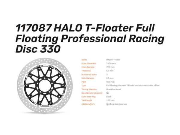Moto-Master Bremsscheibe Halo Full T-Floating 6.0 vorn passend für Ducati Multistrada - 117087